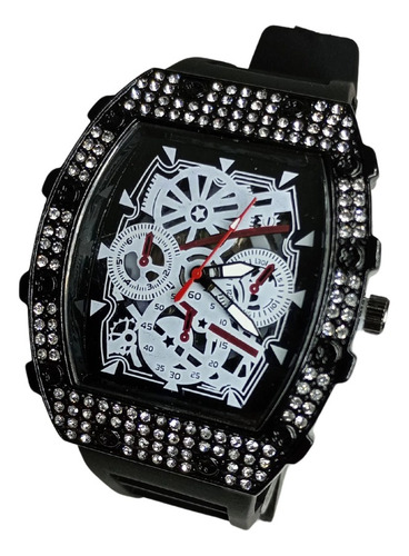 Reloj Para Hombres Con Brillos Strass Y Silicona