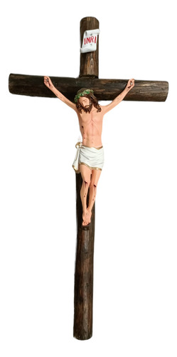 Cristo De Resina Cruz Crucifijo De Madera De 72cm