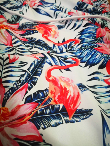 Traje De Baño Corto Hombre Floreado Flamingo Slim Fit Short