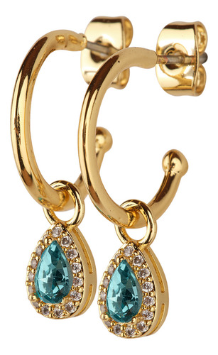 Set Joyería Mujer Oro 14k Collar Aretes, Mamá Luckyly Color Turquesa