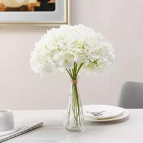 Hortensia Flor De Seda, Hortensia Artificial Con Tallos