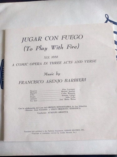 Album Ventura De La Vega Jugar Con Fuego Barbieri (Usado)
