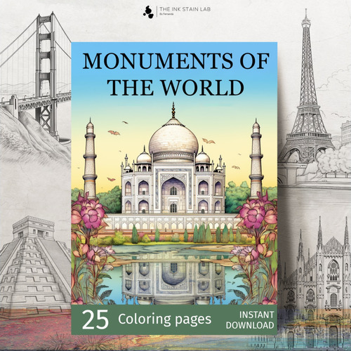 Libro Para Colorear Monumentos Del Mundo - Digital Pdf