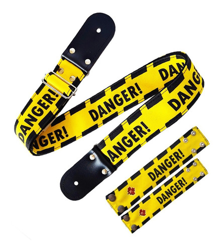 Strap Kidam Danger - Thalí Para Guitarra O Bajo + Brazalete Color Amarillo Danger + Brazalete