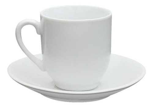 Taza De Café Bombé Con Plato 90 Ml Porcelana Blanca