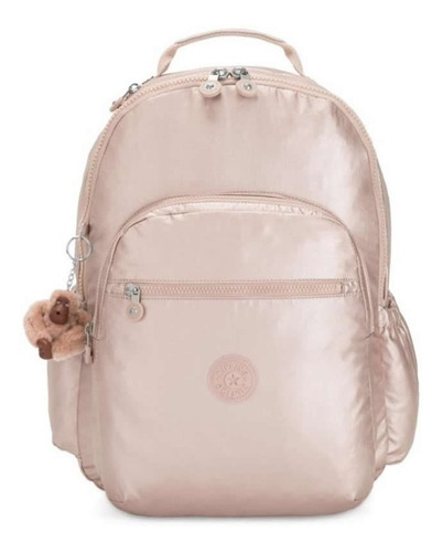 Mochila urbana Kipling Seoul Go color quartz metallic diseño lisa 27L