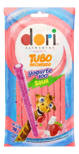 Bala Dori Yogurte100 Tubo iogurte de morango ácido 70 g 