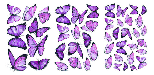 Adhesivos Decorativos De Pared En Forma De U, Azul Y Morado,