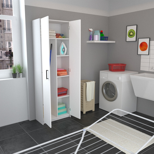 Mueble Organizador Despensero Escobero 2 Puertas 4 Estantes