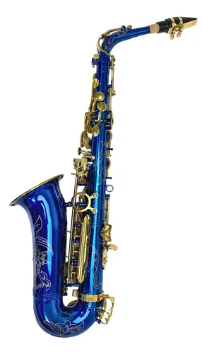 Saxofone Alto Mib Azul Com Douradas Halk Completo | MercadoLivre