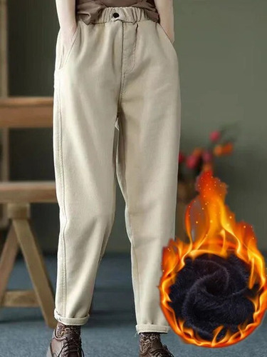 Pantalones Anchos De Invierno Para Mujer Con Forro Polar De