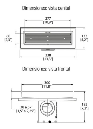 24-rhli Helvex Coladera Para Inserto Rectangular 30cm 1 Boca