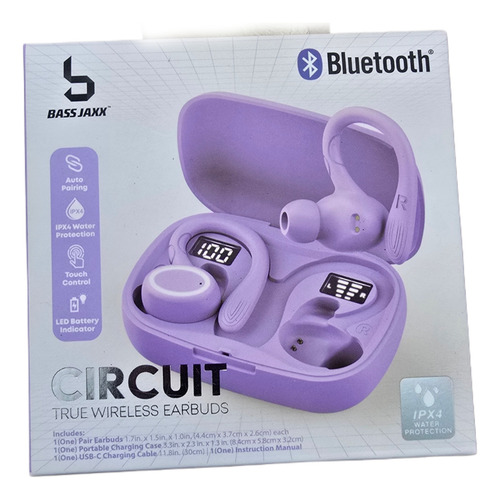 Audifonos True Wireless Premium Morado Bluetooth Con Led