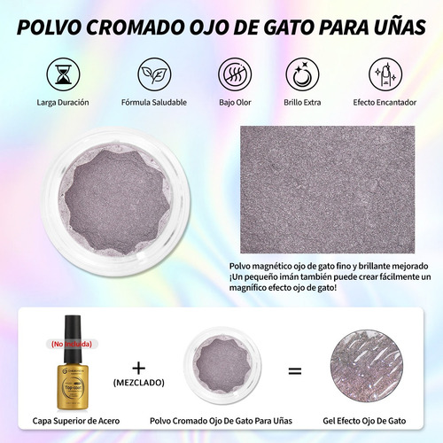 Polvo De Uñas Cromado De Ojo De Gato 3d Galaxia Cherimoya