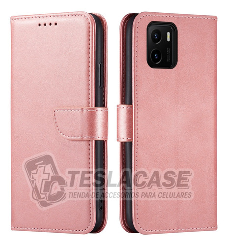 Carcasa Para Vivo Y15s Flipcover Gold-rse + Vidrio De Regalo