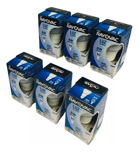Lampara Led Rayovac 8w Luz Blanca 800 Lumenes A+ 6500k X6u. Blanco Frío