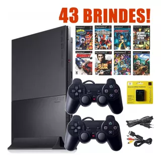 Playstation 2 Ps2 Slim Completo+ 02controles+ 43 Títulos+ Adesivo Top!