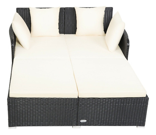 Sofá Cama Para Exteriores Con Cojines, Color Blanco