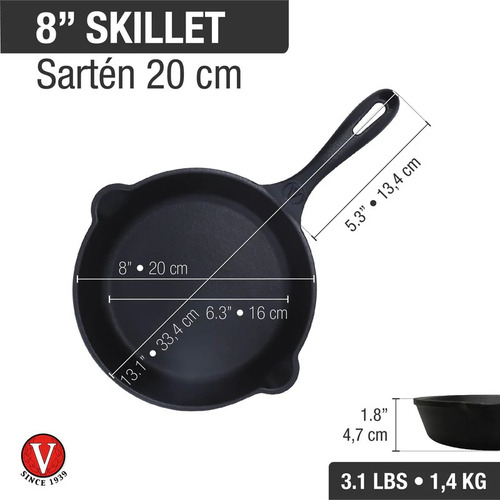 Set Sarten 20cm+ Grill + Olla Cooker Hierro Fundido Victoria
