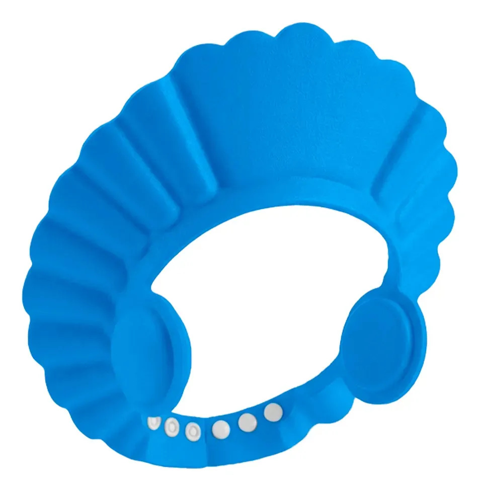 Gorro De Baño Para Bebé Ajustable Protector De Ojos Y Oídos Shampoo Slim Company Azul