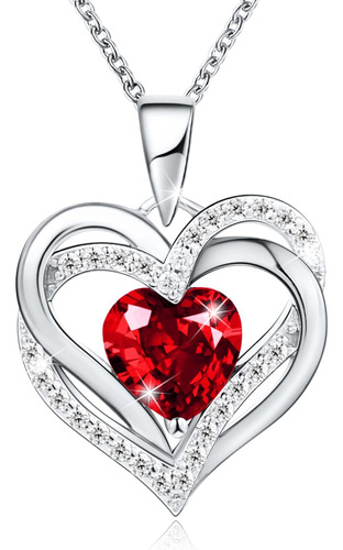 Boya Birthstone 925 Sterling Silver Heart Pendant Necklace F