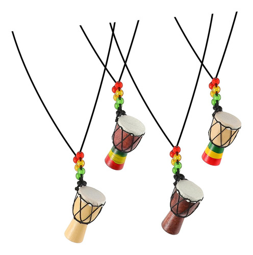 4 Piezas Colgante De Pandereta Mini Djembe Joyería Col...