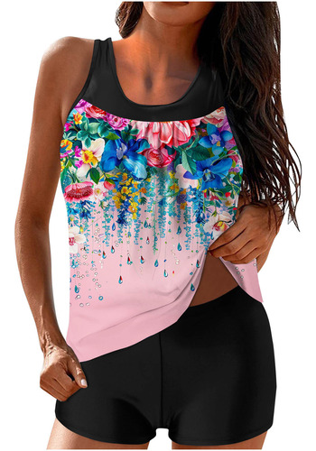 G Ladies Swi 5014 Con Estampado Retro De Hojas De Flores Mul