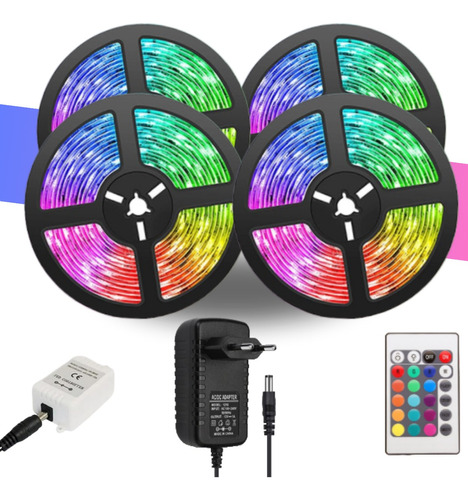 Fita Led 20m Colorida Rgb 5050 Piscina Sanca Fachada + Fonte