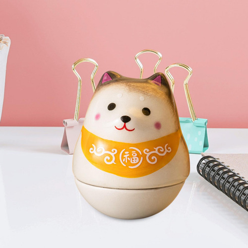 Dog Luco Ceramic Shiba Inu Dolo De Tombler De Amarelo Marrom