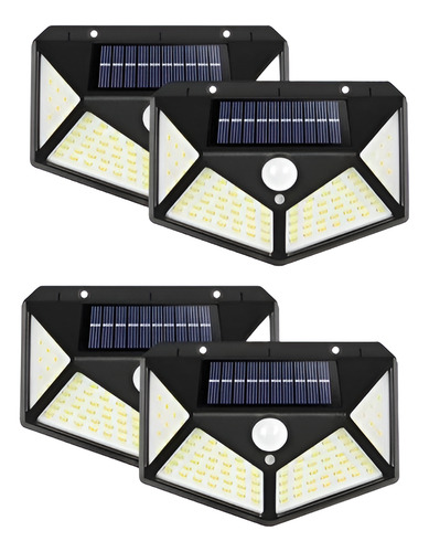 X4 Foco Solar 100 Led Con Censor De Movimiento