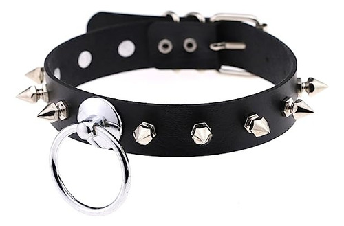Gargantilla Con Diseño De Cadena, Picos, Punk, Gotico, Negro