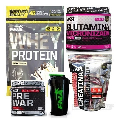 Combo Ena(whey Protein X1kg+glutamina+creatina+pre War+vaso)