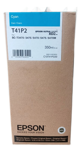 Cartucho De Tinta Epson T41p2 Color Cian De 350 Ml