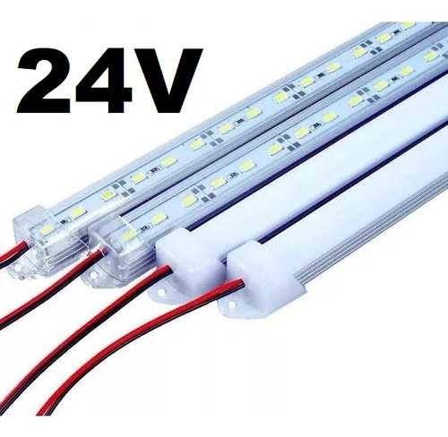 02 Barra Led 24 V C/ Calha - Branco - Azul - Rosa - Quente