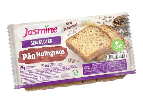 3x Pão Sem Glúten Multigrãos - Jasmine 350g