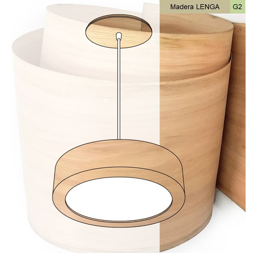 Lampara Techo Colgante Dual 24x6 18w Tubo Madera G2