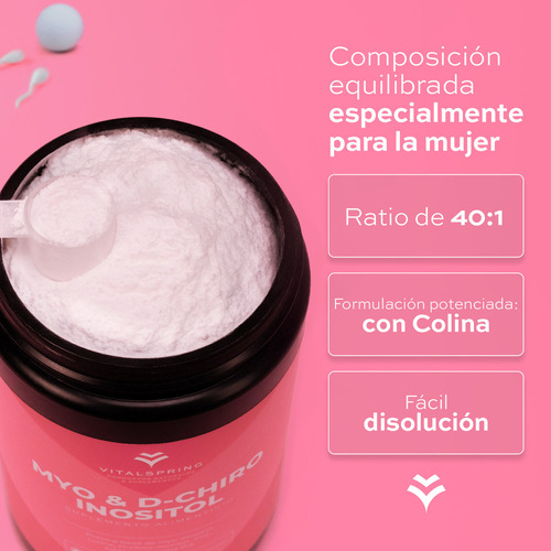 Myo & D-chiro Inositol 40:1 Con Colina 600g. Vital Spring Sabor Sin sabor