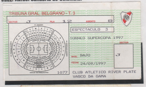 Antigua Entrada - Supercopa - 1997 - River Vs Vasco Da Gama