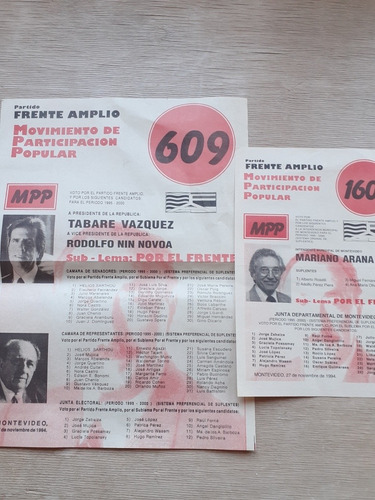 Elecciones Nacionales 1994 Lista 609 M.p.p. Frente Amplio