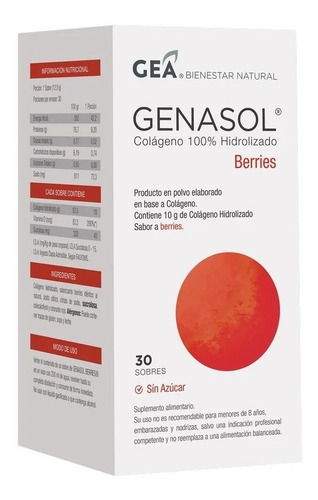 Gea Genasol Colágeno Hidrolizado  Polvo Berries 30 Sobres