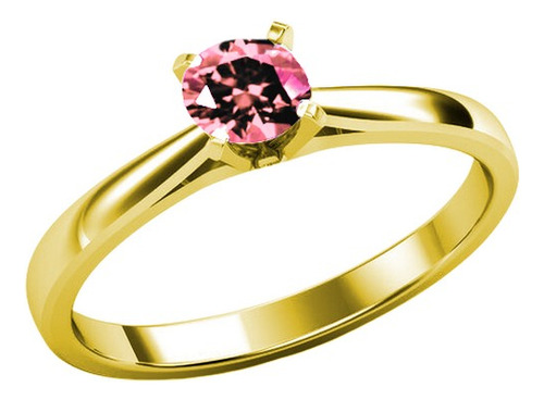 Anillo Oro Sólido 14k Certificado Diamante Rosa M. Europe