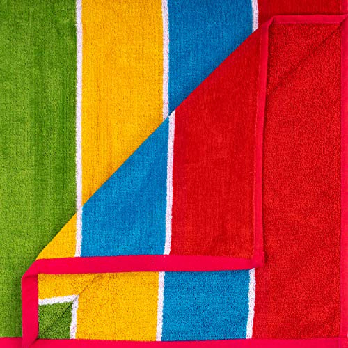Toalla De Playa Grande Algodón Egipcio 450 Gsm Rayas Colorid