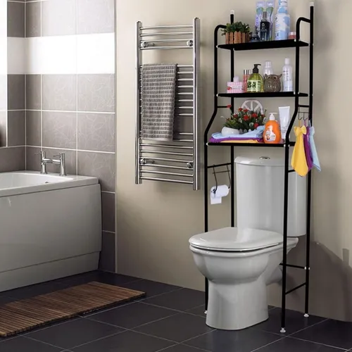 Estantes Armario Mueble Organizador Baño Inodoro Metal Acero IMBACK Color Negro