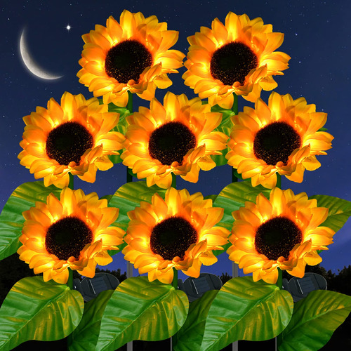 Zspoly Paquete De 8 Luces Solares De Girasol, 80 Luces Led S