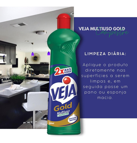 6 Unid. Limpador Multiuso Veja Gold Squeeze 500ml Campestre