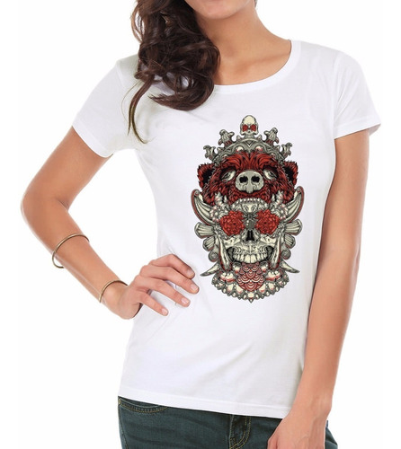 Remera Mujer   Calavera 6 Inkpronta