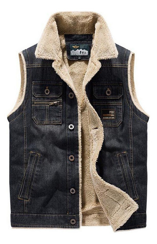 Chaleco De Mezclilla Con Forro Polar For Hombre, Chalecos T