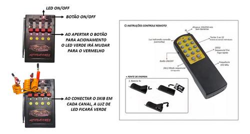 Acionador 8 Canais Gerbs E Fogos Alcance 300 Mts E 4 Skibs 6v