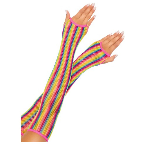 Guantes Largos Sin Dedos De Malla Arcoiris Talla Unica Adult