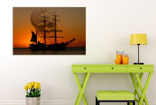 Vinilo Decorativo 30x45cm Barco Calavera Pirata Marinero M3